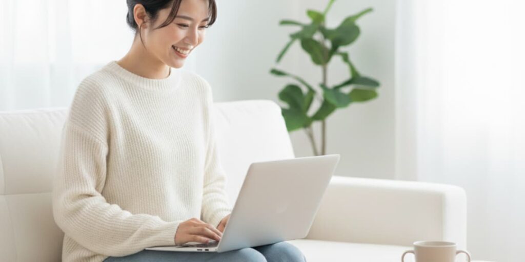 ノートパソコンで趣味を楽しむイメージ