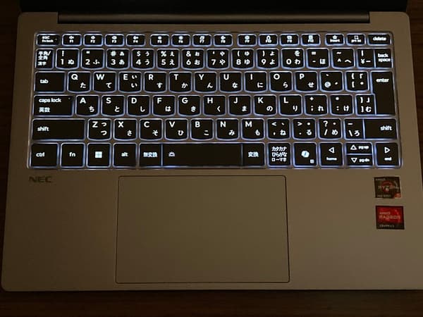 NEC LAVIE N13 Slim キーボードバックライト 夜間