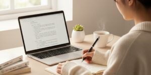 大学生活でノートパソコンを使った学習環境のイメージ